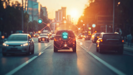 Visualization of smart transport flow management using AI and real-time traffic dataの素材