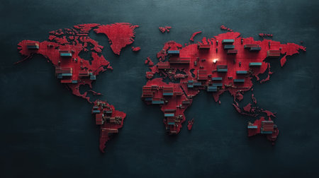 Conceptual image of smooth freight coordination between continents using cargo vehiclesの素材
