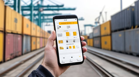 Digital app interface used by transport companies for cargo pickup scheduling and updatesの素材