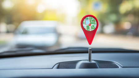 GPS antenna and sensors installed on transport company vehicle roof for smart routingの素材