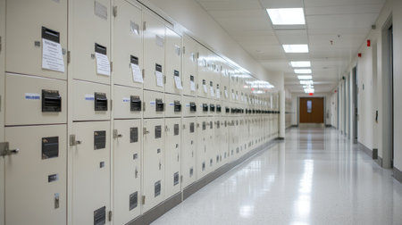 Mailroom cubbies with parcels ready for final resident pickup in a condo complexの素材