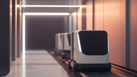 Underground freight delivery tunnel with autonomous transport cartsの素材