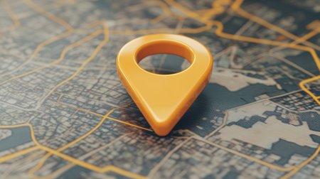 D location icon dropping on map from above with trail effectの素材