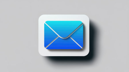 Blue gradient envelope icon on clean white card background for digital messagingの素材