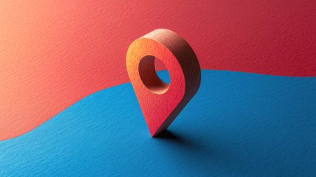 Close-up of location icon with paper cut-out effect and soft gradientsの素材