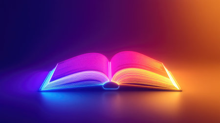 Digital book icon on gradient background, ideal for e-book or educational websitesの素材
