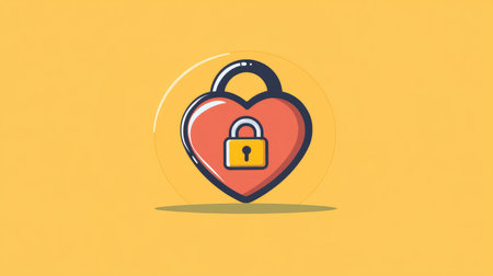 Heart with lock icon to represent secure love or privacy in a relationshipの素材