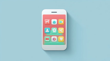 Mobile app icon with clean flat phone design and shadow depthの素材