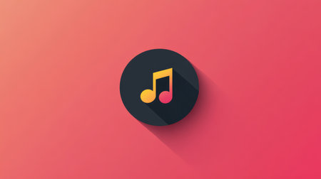 Music notification icon with bell and note symbol in flat vector formatの素材