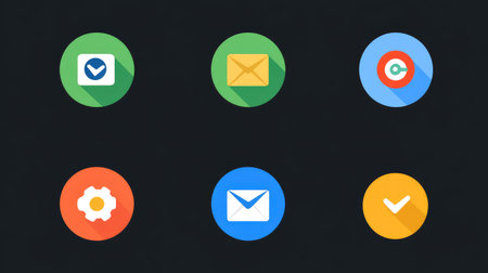 Pack of web-based icons for blog, RSS feed, and email subscription with flat stylingの素材