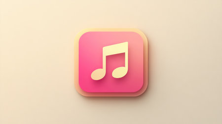 Stylized album icon with music note label and subtle shadowsの素材