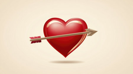 Stylized heart with arrow icon, vector representation of romance and Cupid themeの素材