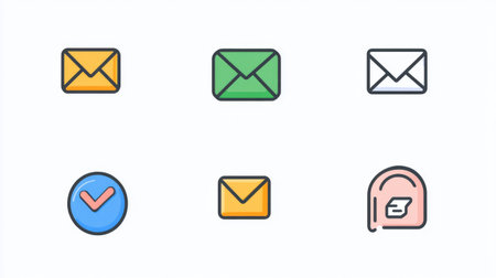 Browser-based email and message icon set for contact forms and communicationの素材