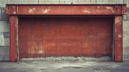Exposed brick wall and steel I-beams in partially built industrial facility under developmentの素材