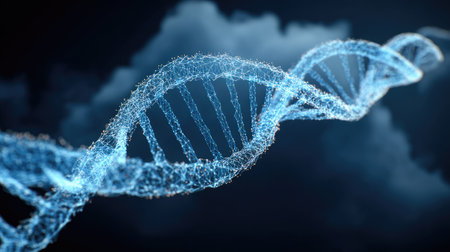 Biotechnology cloud computing concept showing data sync with gene lab interfaceの素材
