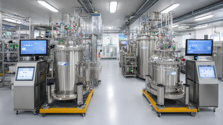 Bioreactor tanks and equipment in clean biotechnology production facilityの素材