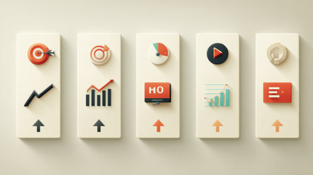 Flat design infographic concept with business icons, growth arrows, and analyticsの素材