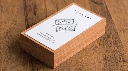 Minimalist business card layout with geometric lines and sans-serif text on light backgroundの素材