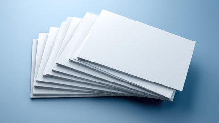 Elegant business card layout with soft shadows and white space for branding designの素材