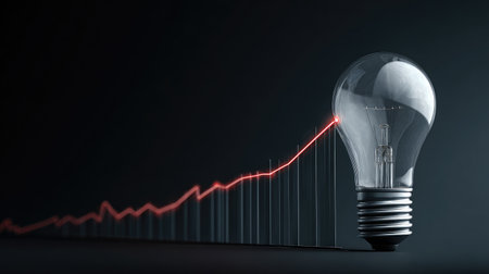 Light bulb and growth chart concept with innovation driving business resultsの素材