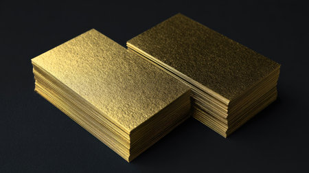 Premium gold foil business card mockup on dark background for luxury branding previewの素材