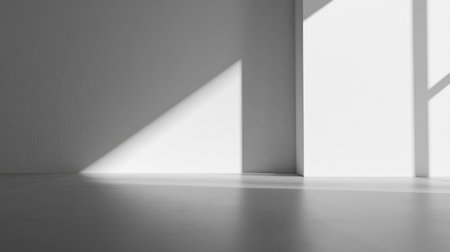 Minimalist white gradient background with subtle light shadows for clean and professional layoutsの素材