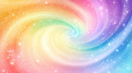 Pastel rainbow swirl background with glitter effect for a magical cute designの素材