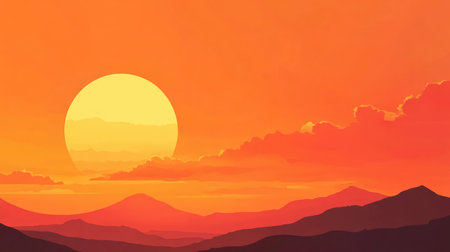 Sunset orange background with vibrant rich tone and smooth gradientの素材