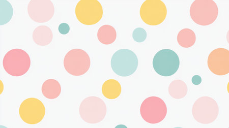 Polka dot background with vivid pastel colors and soft drop shadows for a fun vibeの素材