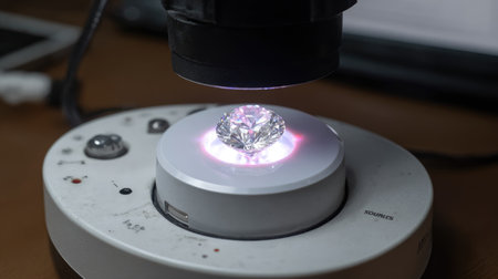 Automated gemstone calibration system testing shape, clarity, and hardnessの素材