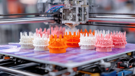 Resin-based D printer producing a batch of detailed pendant models for castingの素材