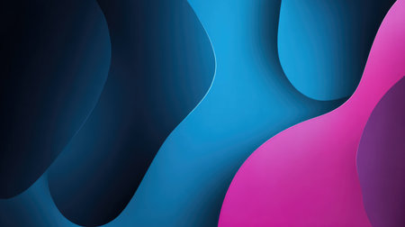 This image features an abstract design showcasing smooth fluid shapes in vibrant blue and pink hues. Ideal for backgrounds and modern visuals.の素材