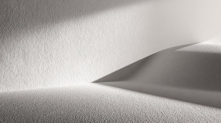 This image features an abstract white surface with gentle curves and soft shadows, creating a serene and minimalist atmosphere ideal for artistic projects.の素材