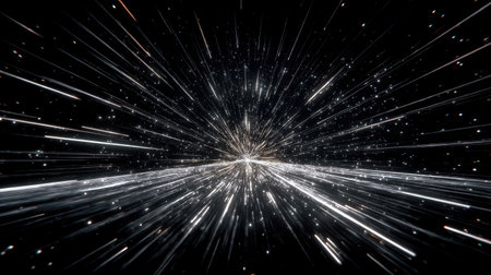 An incredible visual representation of a dynamic light burst in a dark space captures energy and motion, evoking feelings of excitement and discovery.の素材