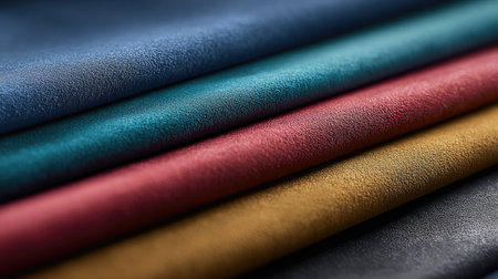 Captivating close-up image of soft, textured fabrics in vibrant hues, showcasing a stunning variety of colors ideal for design projects and crafts.の素材