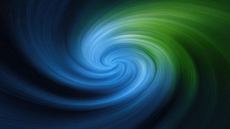 This abstract image showcases a swirling pattern of blue and green colors, creating a smooth gradient motion perfect for digital backgrounds and artistic projects.の素材