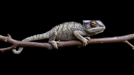 A stunning lizard perched on a branch, showcasing intricate textures and vibrant colors. Perfect for nature and wildlife themes.の素材