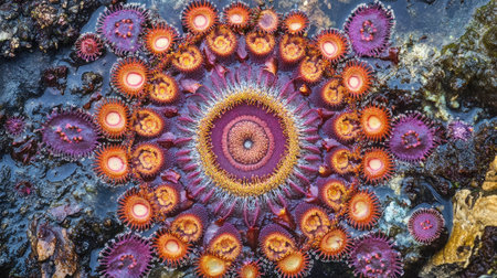 A stunning close-up of a colorful coral formation under the ocean, showcasing vivid hues and intricate patterns that highlight marine biodiversity and beauty.の素材