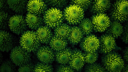 Explore a stunning collection of lush green plants featuring spiraling leaves, showcasing the intricate beauty of nature and vibrant patterns found in forest ecosystems.の素材