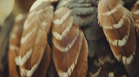 Capture the intricate beauty of colorful bird feathers up close, showcasing their stunning patterns and textures in natural light. Perfect for nature lovers.の素材