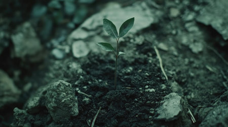 A vibrant green seedling breaks through the soil, symbolizing growth and renewal. This image captures the essence of life and the beauty of nature's resilience.の素材