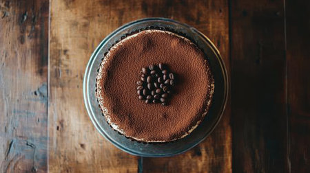 A rich chocolate cake topped with coffee beans, presenting a delectable and indulgent dessert perfect for celebrations and special occasions.の素材