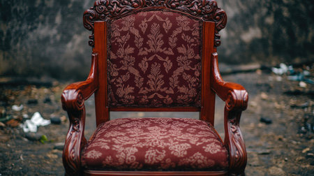 This elegant antique chair features intricate floral upholstery and a richly stained wooden frame, perfect for enhancing any traditional or vintage decor style.の素材
