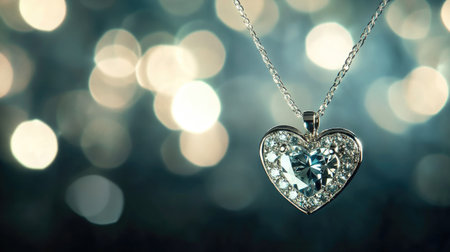 This elegant heart-shaped pendant features a stunning gem and is suspended on a delicate silver chain, perfect for romantic occasions or as a thoughtful gift.の素材