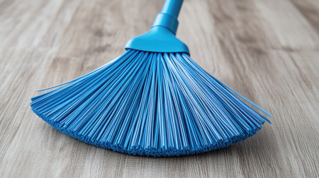 A bright blue cleaning tool designed for efficient dusting on wooden surfaces. Its modern design and lightweight materials enhance everyday chores and home maintenance.の素材