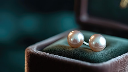 This stunning image showcases elegant freshwater pearl earrings resting in a luxurious jewelry box, perfect for highlighting beauty and sophistication in any setting.の素材