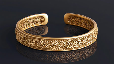 Stunning gold cuff bracelet featuring intricate floral designs, perfect for fashion lovers seeking elegance and sophistication in their accessories. Ideal for daily wear.の素材