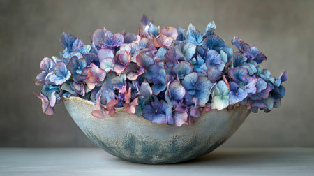 A stunning floral arrangement featuring delicate petals in soft colors displayed in an elegant bowl. Perfect for home decor or interior inspiration.の素材