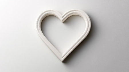 A sleek white heart shape set against a soft gray background, ideal for creative projects that evoke emotions of love and simplicity in a modern style.の素材