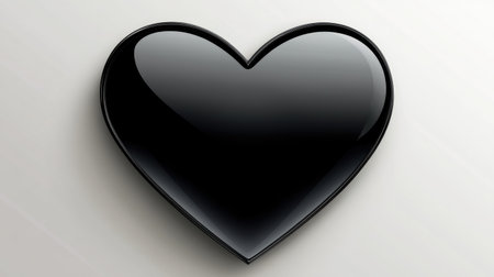 This image features a sleek black heart shape on a smooth background, perfect for conveying love or emotion in a modern and elegant style. Ideal for various creative projects.の素材